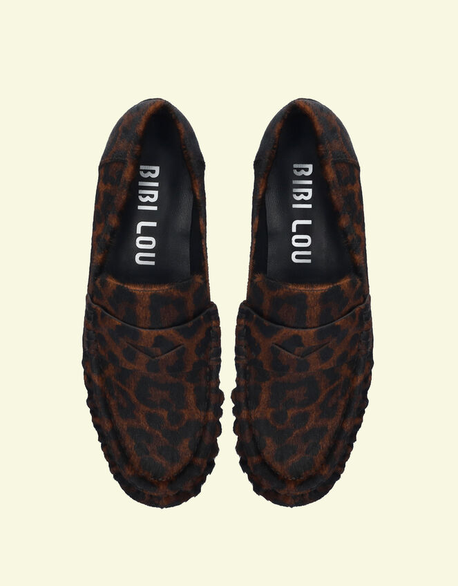 Bibi Lou Lyra Leopard Print Pony Loafers, Leopard (LEOPARD), large