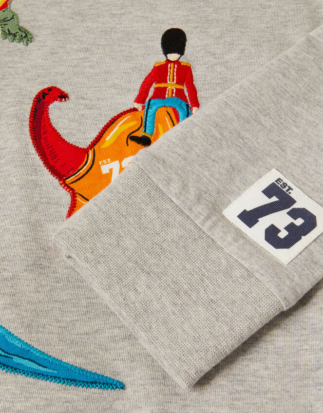 Varisty Dinosaur Long Sleeve Top, Grey (GREY), large