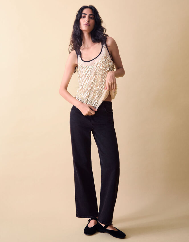 Clemence Solene Teardrop Sequin Tank Top, Nude (NUDE), large