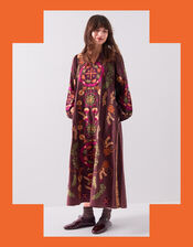 East Preeti Embroidered Long Sleeve Maxi Dress, Red (BERRY), large