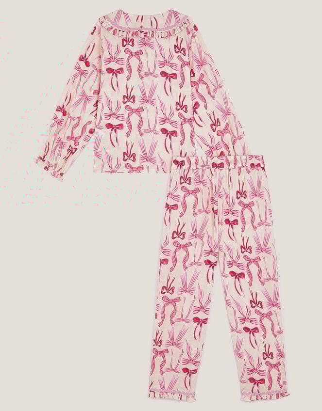 Bow Print Long Pyjamas Set, Cream (CREAM), large