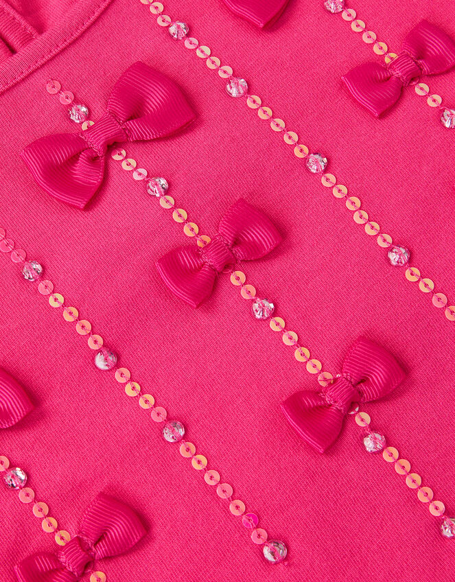 Bow Appliqué Long Sleeve Top, Purple (PURPLE), large