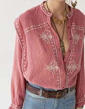 Maison Hotel Phillipa Embroidered Blouse, Orange (CORAL), large