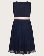 Sally Scuba Pleated Dress, Blue (NAVY), large