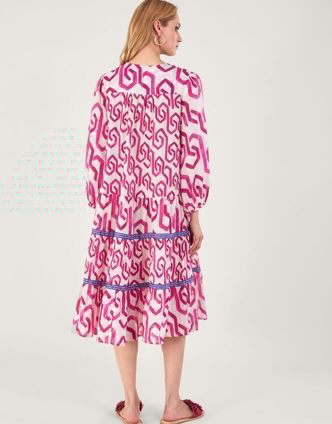 Geometric Print Kaftan Dress, Pink (PINK), large