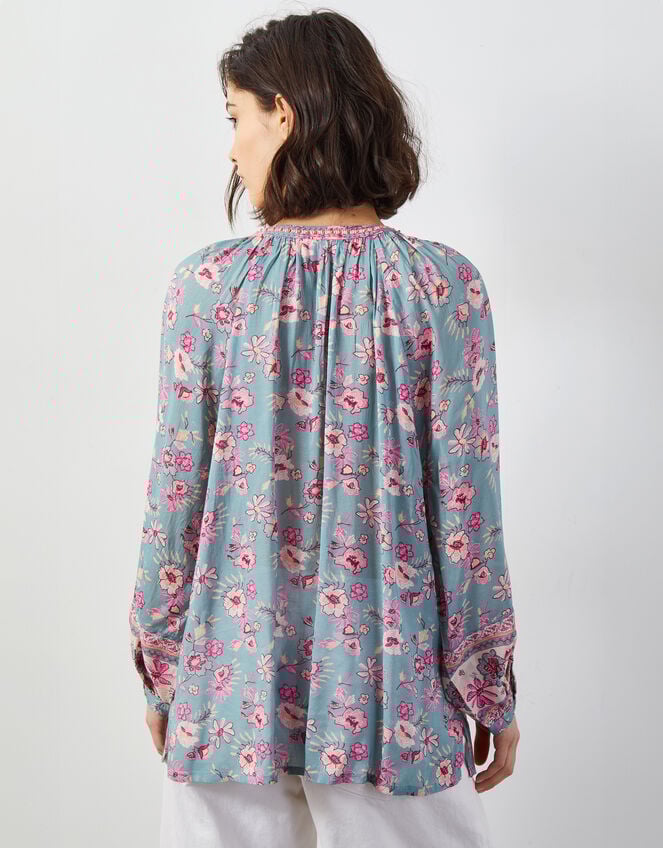East Clementine Embroidered Floral Blouse, Green (MINT), large