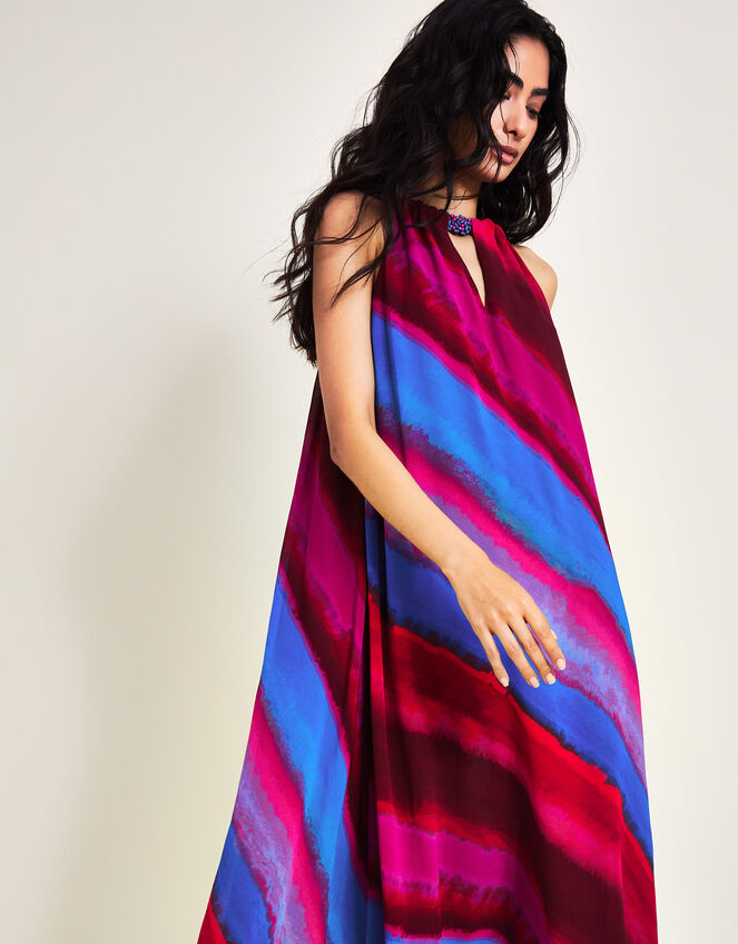 Eliza Beaded Halter Dress, Red (RED), large