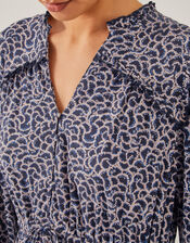 Noiv Scallop Print Jersey Midi Dress, Black (BLACK), large