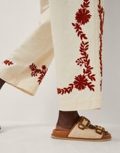 Emilia Floral Embroidered Trousers, Ivory (IVORY), large