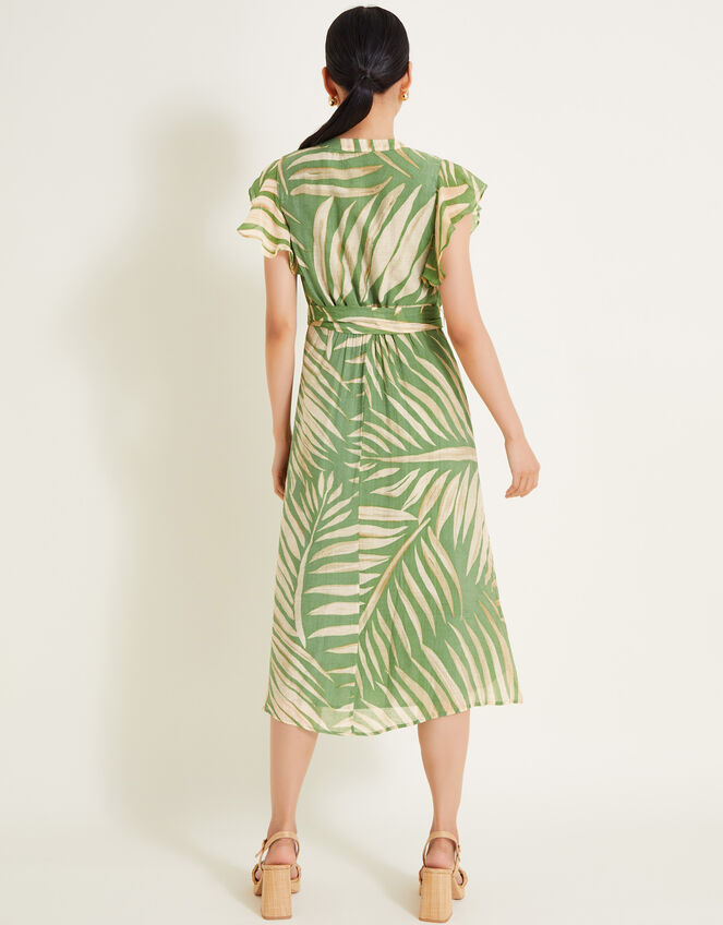 Parmella Print Ruffle Dress, Green (GREEN), large