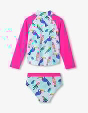 Hatley Bird Print Long Sleeve Swim Set, Blue (TURQUOISE), large