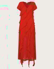 Renata Ruffle Maxi Dress, Red (RED), large