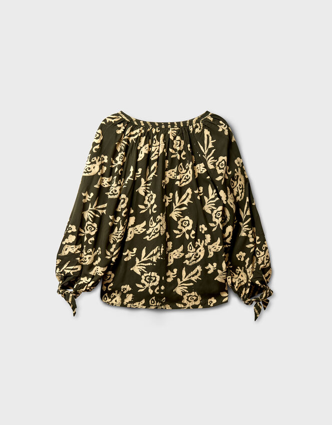 East Kris Batik Print Blouse, Green (OLIVE), large