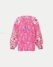 East Clementine Embroidered Floral Blouse, Pink (PINK), large
