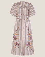 Alexis Embroidered Stripe Midi Dress, Pink (PINK), large