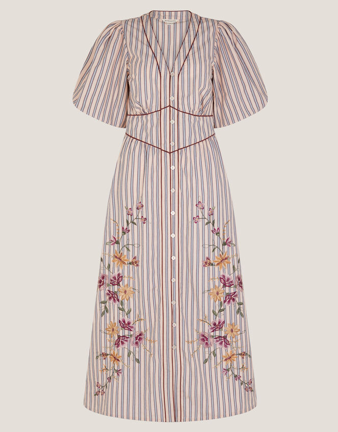 Alexis Embroidered Stripe Midi Dress, Pink (PINK), large