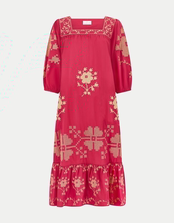 East Diya Embroidered Midi Dress, Pink (PINK), large