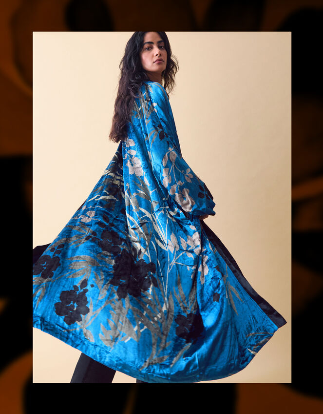 Clemence Lian Floral Velvet Kimono, , large