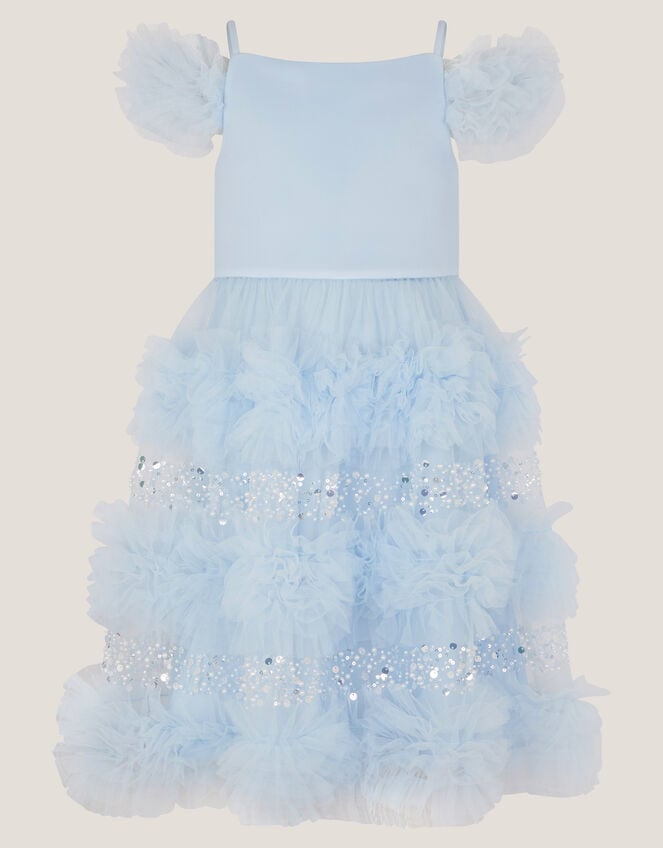 Nyla Embellished Ruffle Party Dress, Blue (PALE BLUE), large