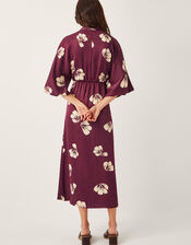 Roz Floral Wrap Midi Dress, Red (BURGUNDY), large