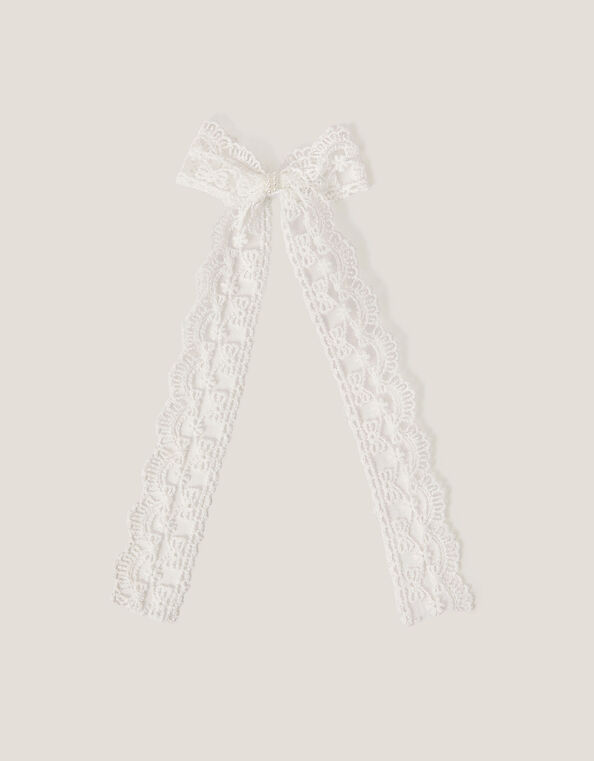 Long Lace Bow Hair Clip, , large