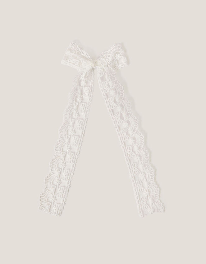 Long Lace Bow Hair Clip, , large