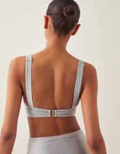 Kiki Glitter Triangle Bikini Top, Silver (SILVER), large