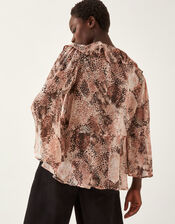 Synthia Snake Print Blouse, Pink (BLUSH), large