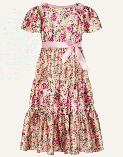 Rosie Satin Tiered Maxi Dress, Multi (MULTI), large