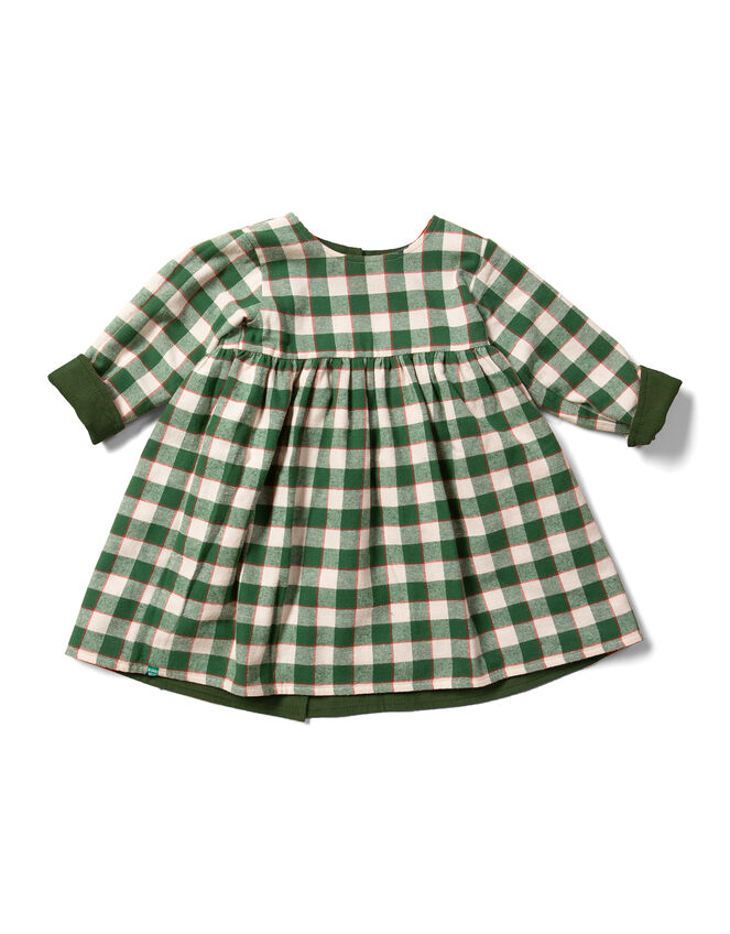 Little Green Radicals Reversible Check Dress, Cream (CREAM), large