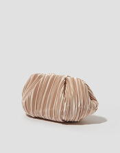Pen Plisse Satin Clutch Bag, Pink (BLUSH), large
