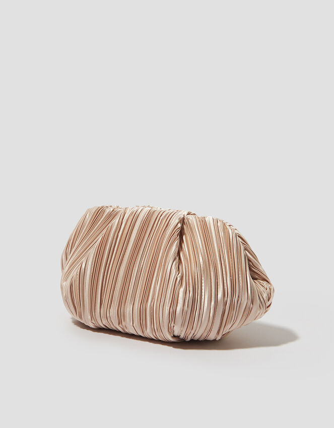 Pen Plisse Satin Clutch Bag, Pink (BLUSH), large