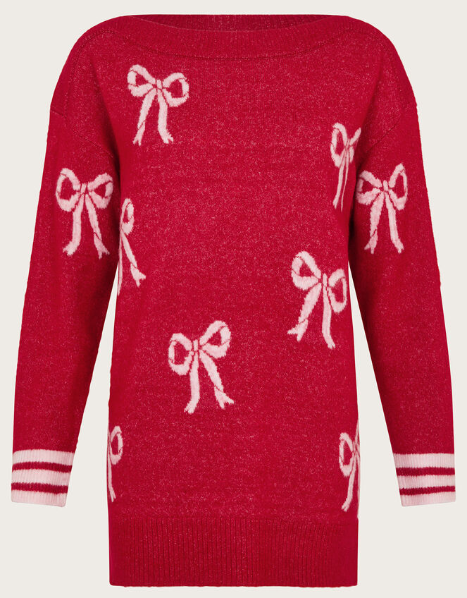 Mia Mini Bow Knit Jumper, Red (RED), large