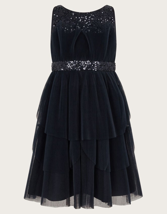 Abbey Sequin Pleated Tulle Dress, Blue (NAVY), large