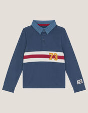 Stripe Long Sleeve Rugby Shirt, Blue (NAVY), large