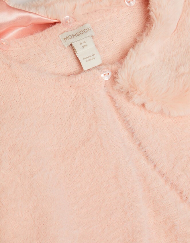 Detachable Collar Fuzzy Cardigan, Pink (PINK), large