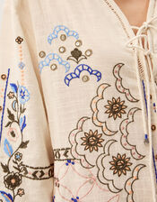 Julie Embroidered Midi Kaftan, Ivory (IVORY), large