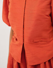 Mila Puff Sleeve Bow Jacket, Orange (ORANGE), large