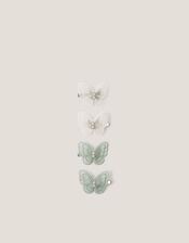 4-Pack Embroidered Butterfly Hair Clips, Green (SAGE), large