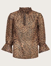 Liza Leopard Print Blouse, Brown (BROWN), large