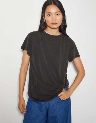 Tawn Twist Front Jersey T-Shirt, Black (BLACK), large