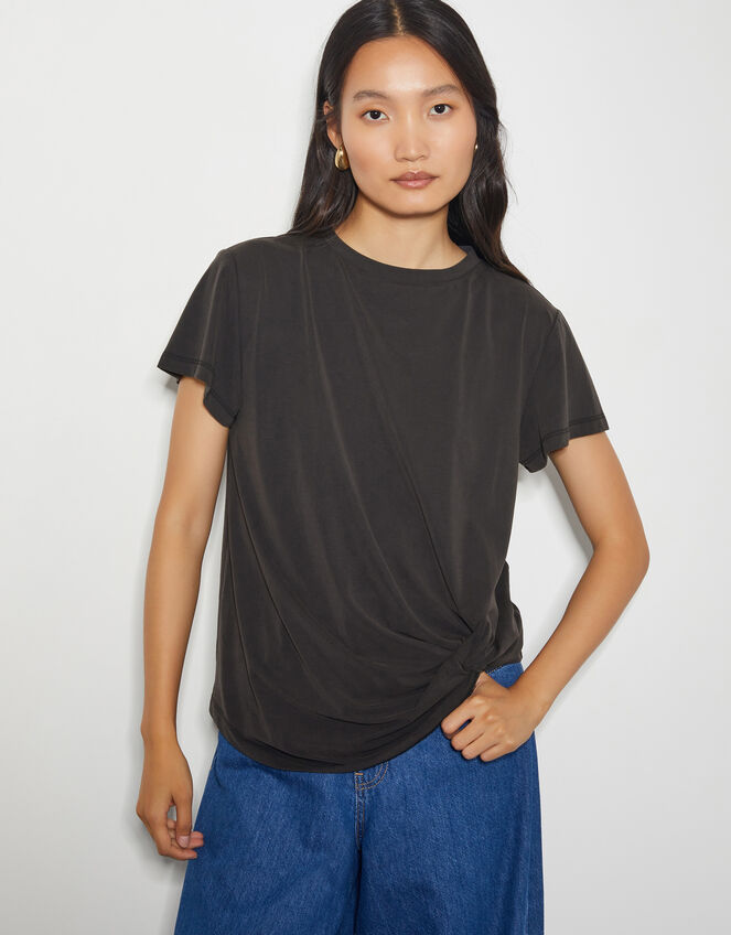 Tawn Twist Front Jersey T-Shirt, Black (BLACK), large