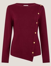 Bonnie Asymmetrical Button Jumper, Red (CHERRY), large