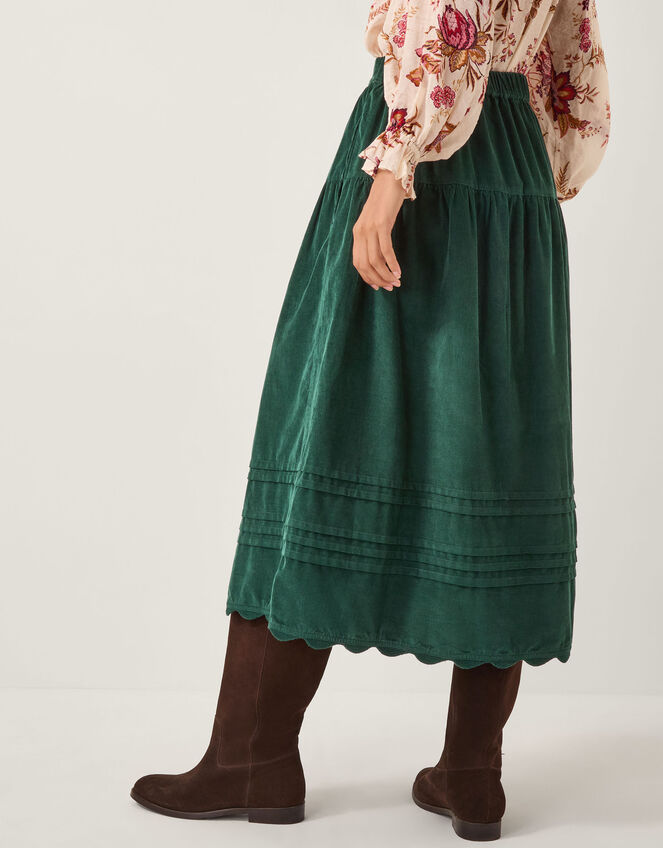 Mina Corduroy Midi Skirt, Green (DARK GREEN), large