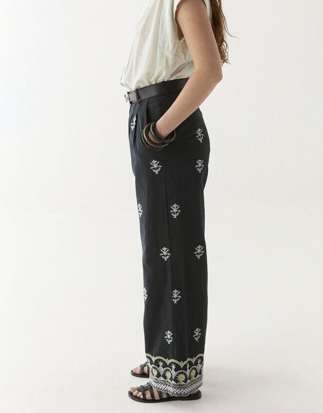 Maison Hotel Lolo Floral Straight-Leg Trousers, Black (BLACK), large