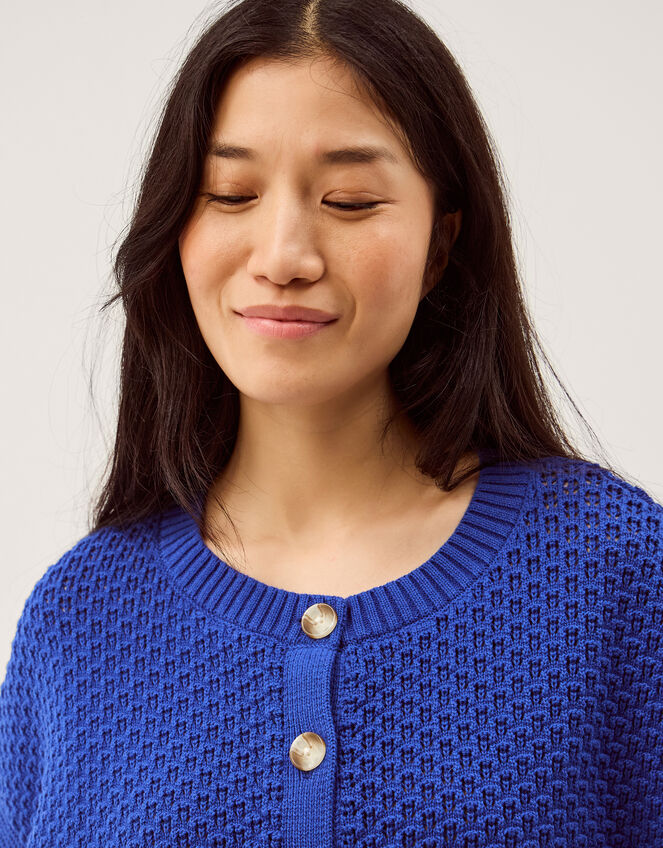 Sienna Short Sleeve Knit Cardigan, Blue (COBALT), large