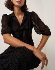 Mae Devore Midi Dress, Black (BLACK), large