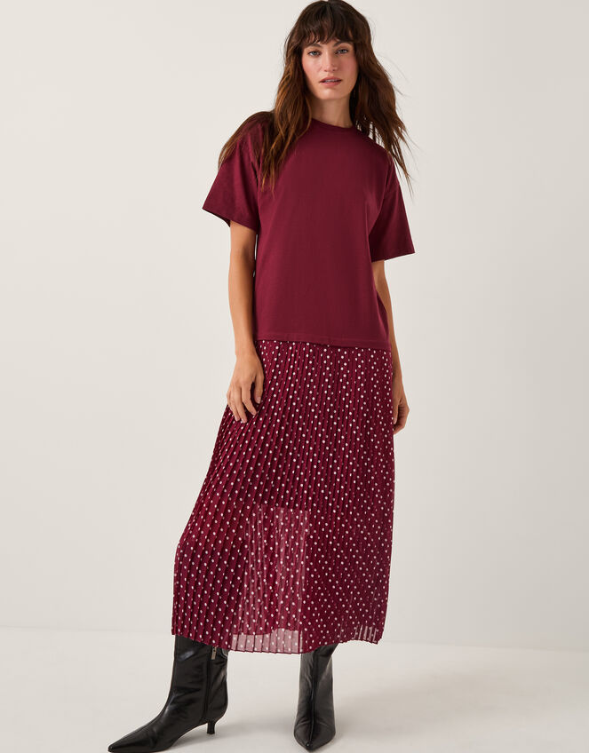 Senya Jersey Polka Dot Midi Dress, Red (BERRY), large