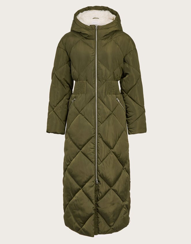 Phoebe Fleece Quilted Puffer Coat, Green (KHAKI), large
