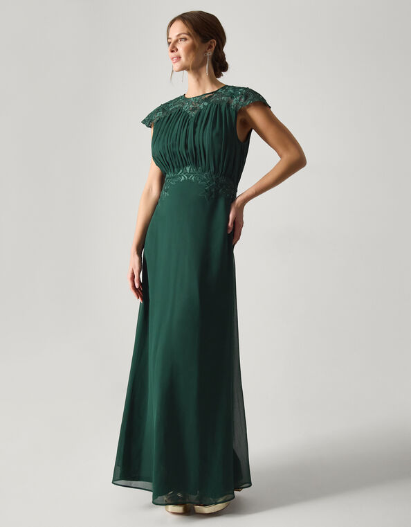 Elodie Lace Chiffon Bridesmaid Dress, Green (DARK GREEN), large